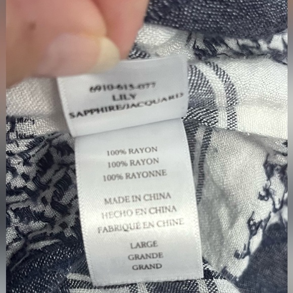 Rails Lily Sapphire Jacquard Lace up Long Sleeve Blue and White Top Size Large - Picture 6 of 6